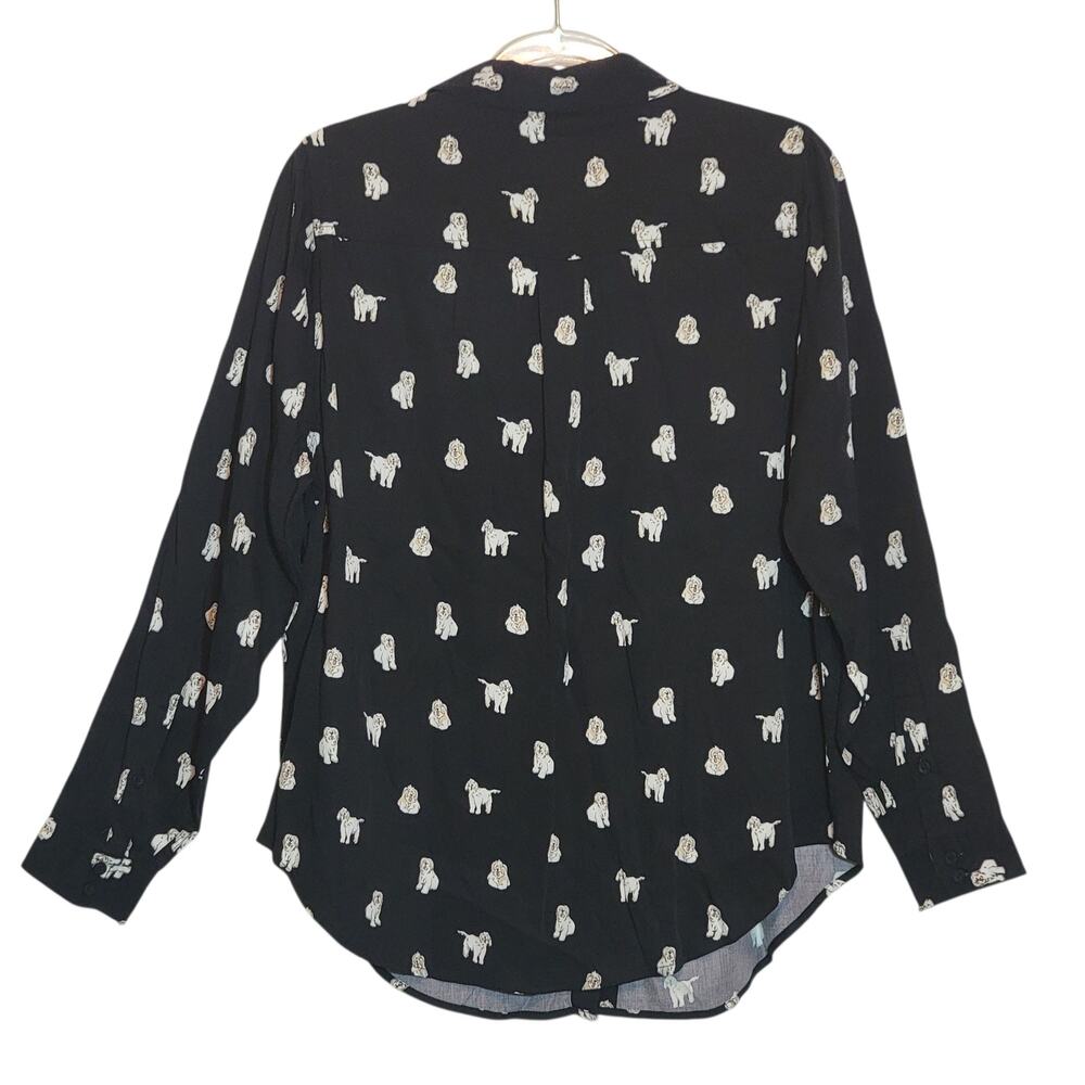 Torrid Lizzie Dog Button Up Black Shirt Long Sleeve Casual Workwear Size 00 M/L - Picture 9 of 16